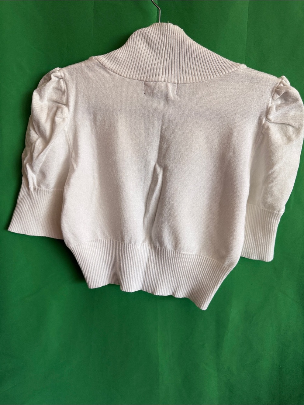 White Cropped Shawl Collar Cardigan - Picture 2 of 2